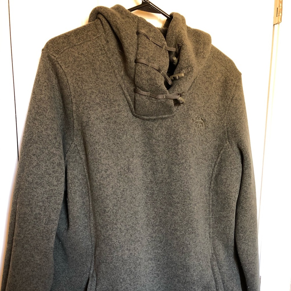 North Face olive green pull over hoodie